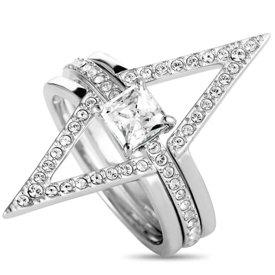 Swarovski Funk Rhodium- Plated Crystal Three Ring Set In Multi