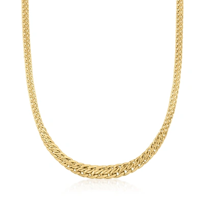Ross-simons Italian 14kt Yellow Gold Graduated Modified Wheat-link Necklace In Multi