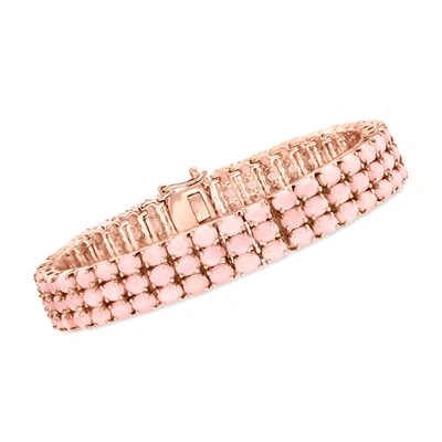 Ross-simons Pink Opal Multi-row Tennis Bracelet In 18kt Rose Gold Over Sterling In Multi