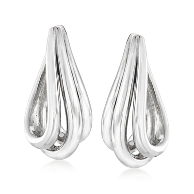 Ross-simons Italian Sterling Silver Twisted Hoop Earrings In White
