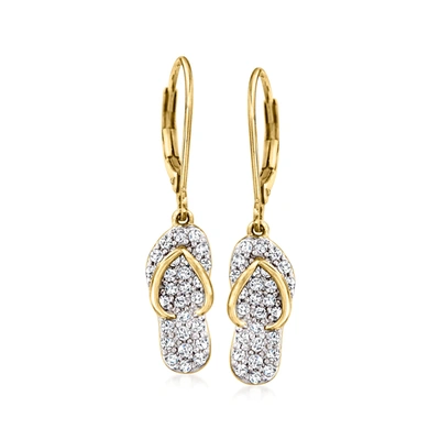 Ross-simons Diamond Flip Flop Drop Earrings In 18kt Gold Over Sterling In White