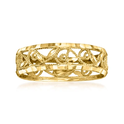 Ross-simons Italian 18kt Yellow Gold Filigree Leaf Eternity-style Ring In Yellow