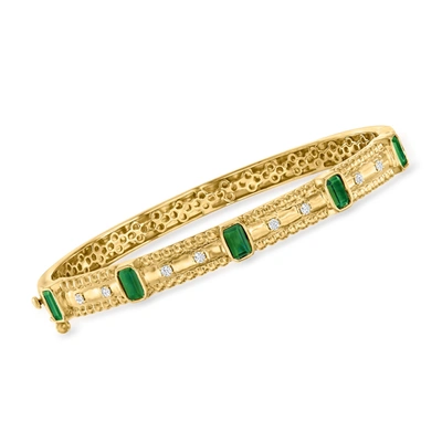 Ross-simons Emerald And . Diamond Bangle Bracelet In 18kt Gold Over Sterling In Multi
