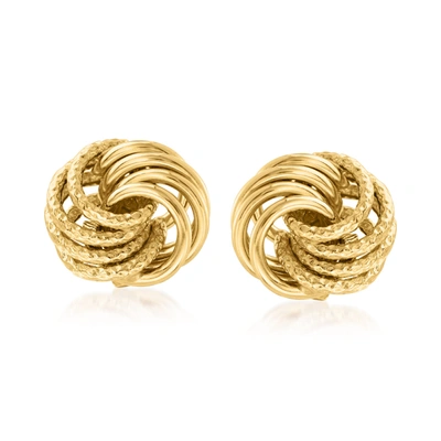 Ross-simons Italian 14kt Yellow Gold Love Knot Stud Earrings In Yellow