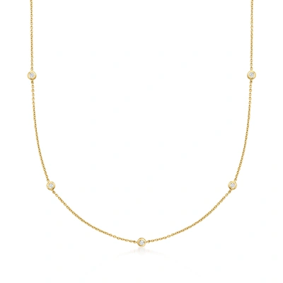 Rs Pure Ross-simons Bezel-set Diamond Station Necklace In 14kt Yellow Gold In Multi