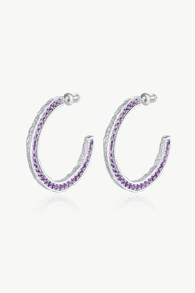 Classicharms Silver Zirconia Molten C Hoop Earrings