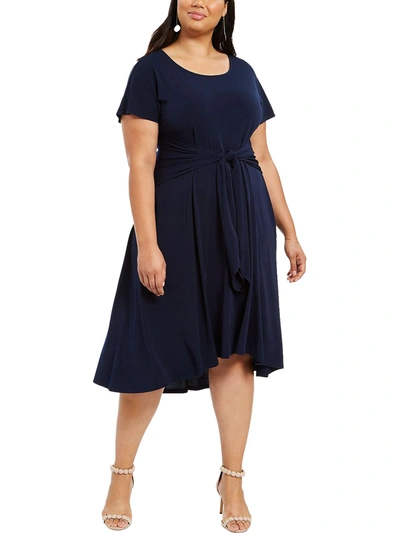 Shop Signature By Robbie Bee Womens Textured Hi-low Midi Dress In Blue