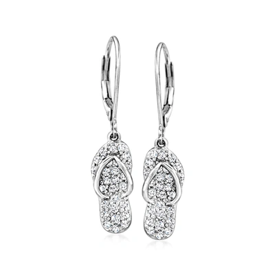 Ross-simons Diamond Flip-flop Drop Earrings In Sterling Silver In White