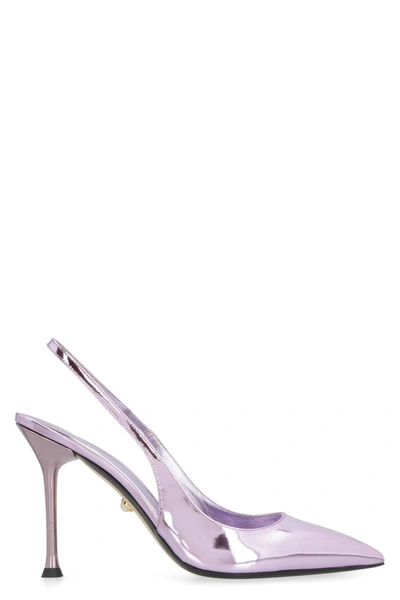 Shop Alevì Sally Leather Slingback Pumps In Purple
