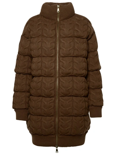 Shop Max Mara 'wadding' Cashmere Leather Down Jacket In Brown