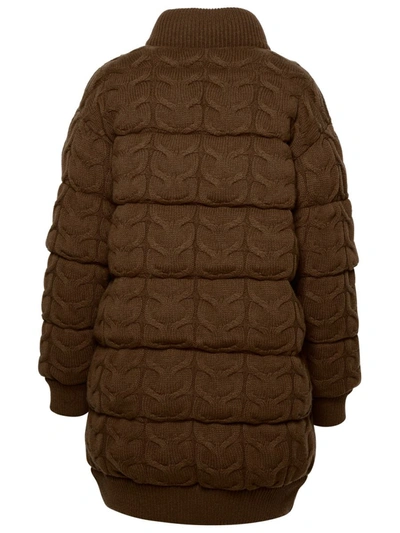 Shop Max Mara 'wadding' Cashmere Leather Down Jacket In Brown