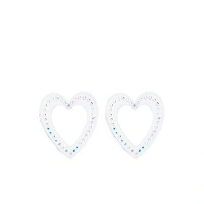 Safsafu Big Heart Crystal-embellished Earrings In Neutrals
