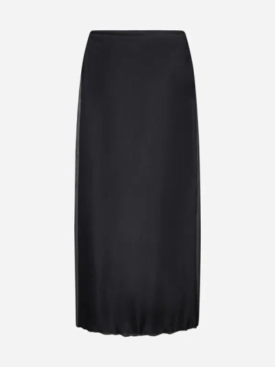 Shop Blanca Vita Galtonia Silk Midi Skirt In Black