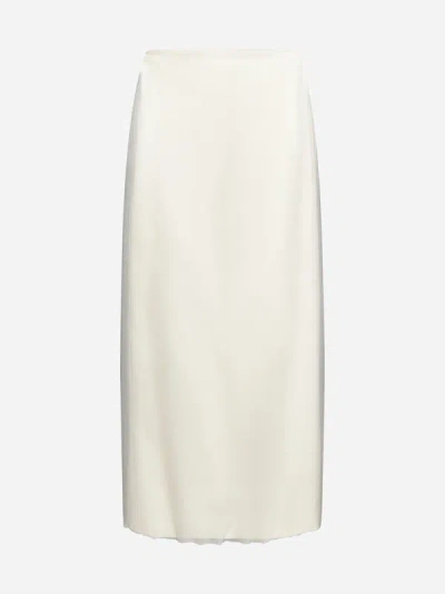 Shop Blanca Vita Galtonia Silk Midi Skirt In White