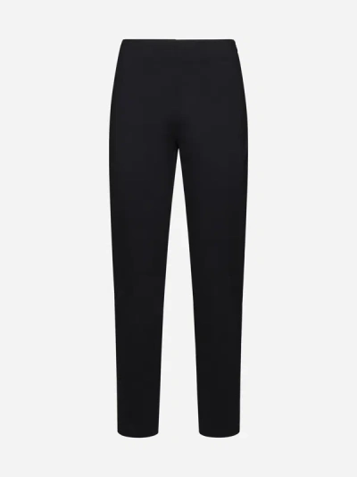 Shop Blanca Vita Pie Viscose-blend Skinny Trousers In Black