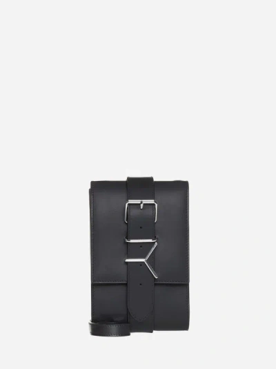 Shop Y/project Y Belt Leather Small Bag In Black,silver