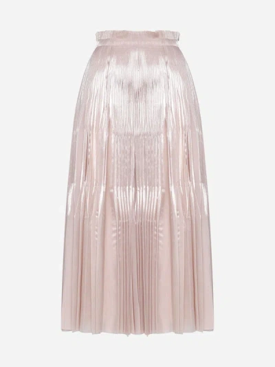 Shop P.a.r.o.s.h Pour Pleated Midi Skirt In Nude