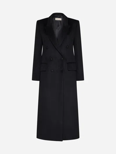 Shop Blanca Vita Cobea Double-breasted Wool Coat In Black