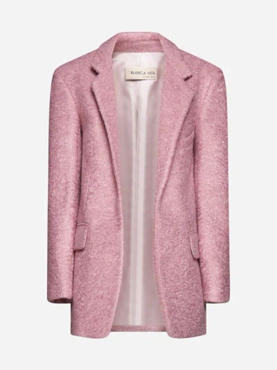 Shop Blanca Vita Gossypium Boucle Blazer In Pink