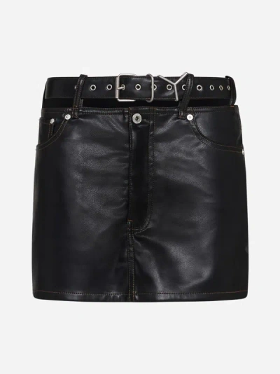 Shop Y/project Y Belt Faux Leather Miniskirt In Black