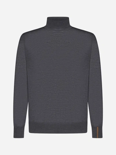 Shop Caruso Wool, Silk And Cashmere Turtleneck In Dark Grey