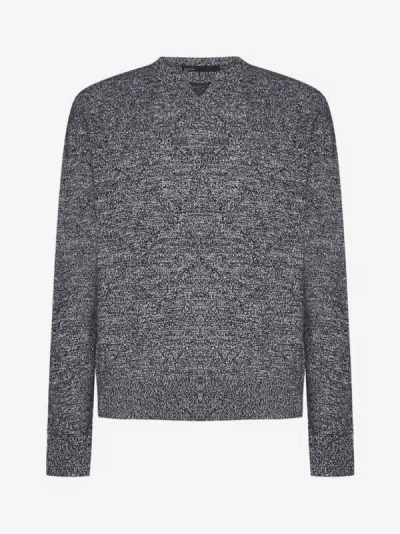 Shop Neil Barrett Viscose And Nylon Sweater In Black,white
