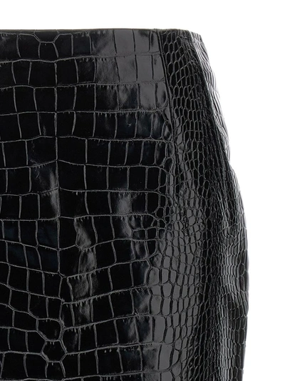 Shop Versace Croc Skirt In Black