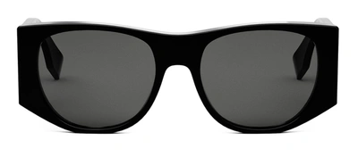 Shop Fendi Baguette Fe 40109 I 01a Oval Sunglasses In Grey