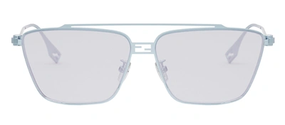Shop Fendi Baguette Fe 40110 U 84c Navigator Sunglasses In Blue