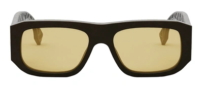 Shop Fendi Shadow Fe 40106 I 70j Flat Top Sunglasses In Brown