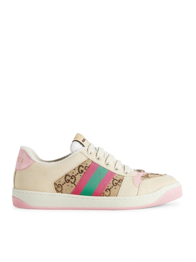 Gucci Gg Supreme Fabric Sneakers With Web Motif In Multi