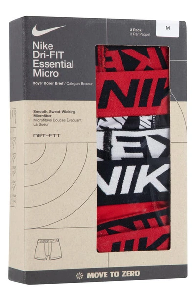 Shop Nike Kids' Assorted 3-pack Micro Essentials Boxer Briefs In Black/ Red