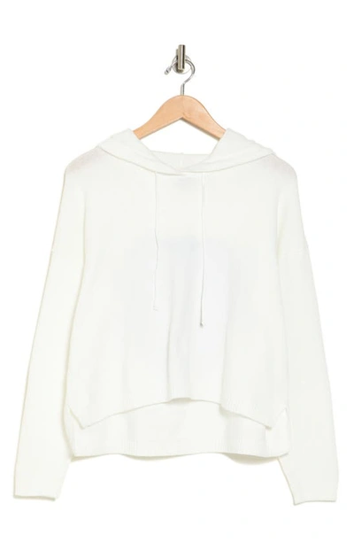 Shop Sweet Romeo Heart Crop Hooded Sweater In White/ Char