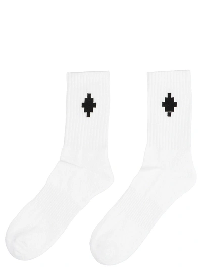 Shop Marcelo Burlon County Of Milan Cross Sideway Socks White