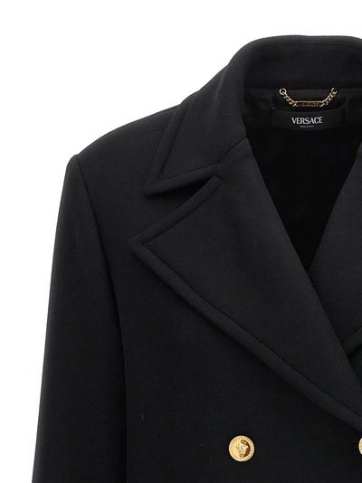 Shop Versace Double Breasted Wool Coat Coats, Trench Coats Black