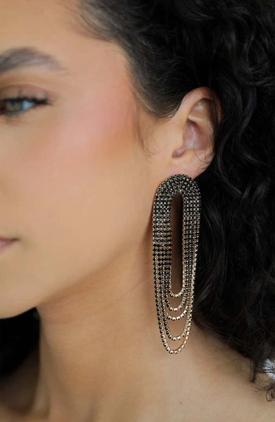 Shop Ettika Crystal Chandelier Earrings In Black