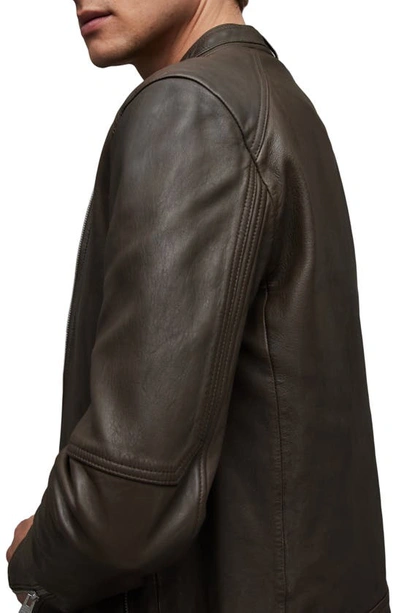 Shop Allsaints Cora Leather Jacket In Splinter Brown
