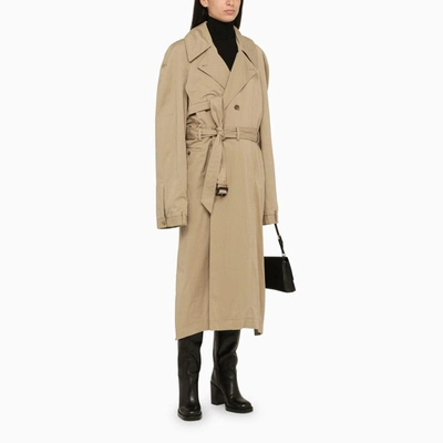 Shop Balenciaga Single-breasted Trench Coat In Beige