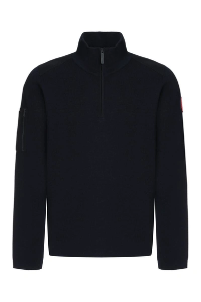Shop Canada Goose Stormont Wool Turtleneck Sweater In Blue