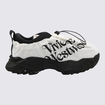 Shop Vivienne Westwood Black And White Canvas Logo Sneakers In Beige