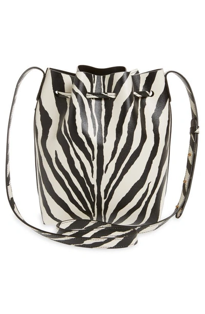 Shop Mansur Gavriel Mini Zebra Stripe Saffiano Leather Bucket Bag