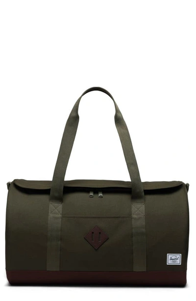 Shop Herschel Supply Co Heritage Duffle Bag In Ivy Green/ Chicory Coffee
