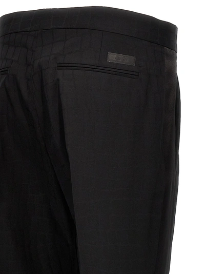 Shop Versace Crocodile Jacquard Pants In Black