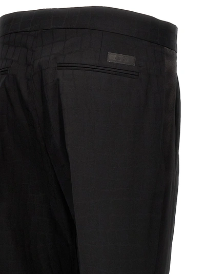 Shop Versace Crocodile Jacquard Pants Black