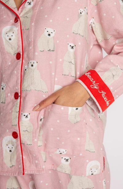 Shop Pj Salvage Polar Bear Polka Dot Cotton Flannel Pajamas In Pink Dream