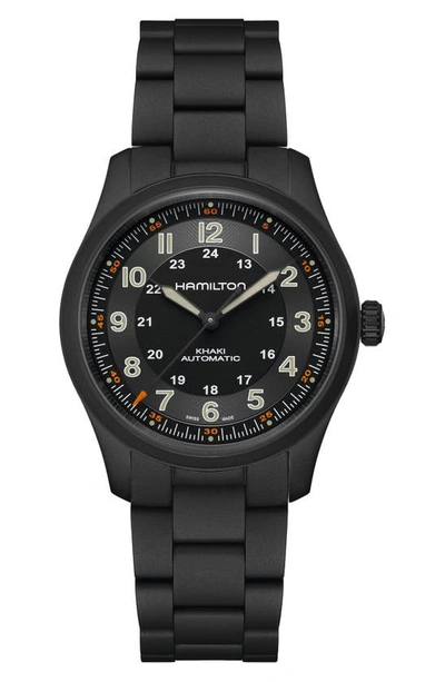 Shop Hamilton Khaki Field Automatic Bracelet Watch, 38mm In Black