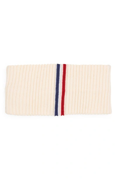 Shop Moncler Grenoble Logo Embroidered Virgin Wool Rib Headband In White