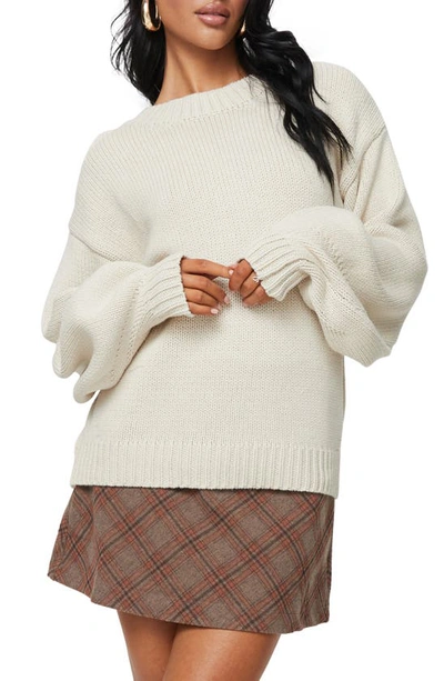 Shop Princess Polly Harmony Shaker Stitch Sweater In Beige