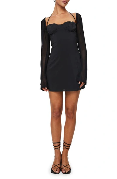 Shop Princess Polly Dyer Underwire Long Sleeve Minidress In Black