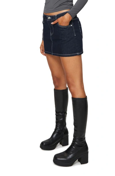 Princess Polly Bracken Low Rise Denim Miniskirt In Navy